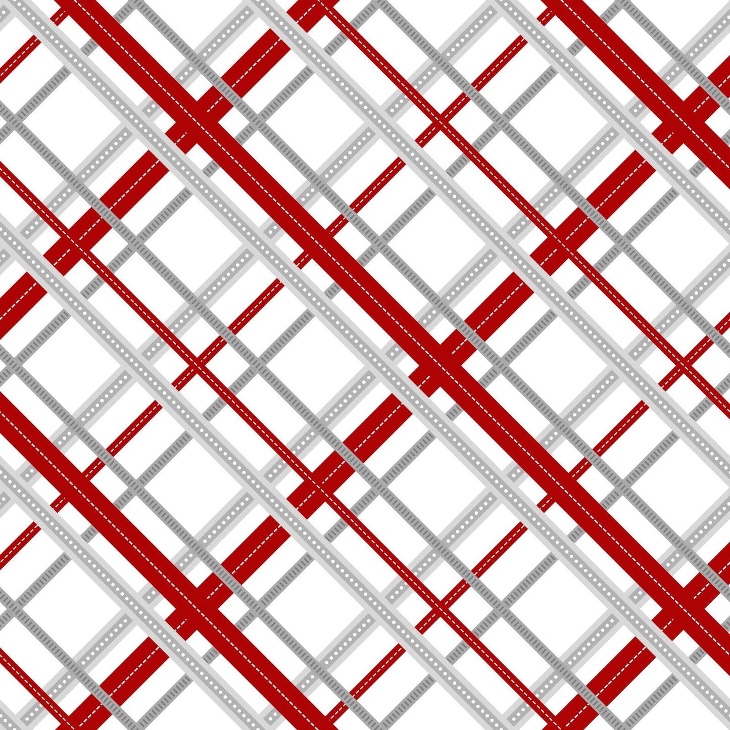 Blizzard Fun Bias Plaid Red Gray Jan Shade Beach Henry Glass Cotton Fabric HG-2057-89