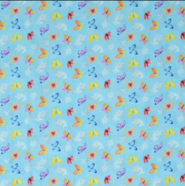 Bloom Bouquet II Mini Butterflies Medium Blue Color Pop Studio Blank Quilting Cotton Fabric