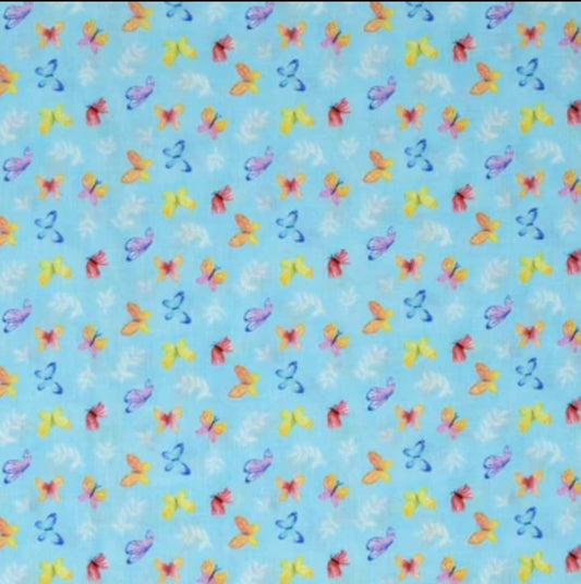 Bloom Bouquet II Mini Butterflies Medium Blue Color Pop Studio Blank Quilting Cotton Fabric