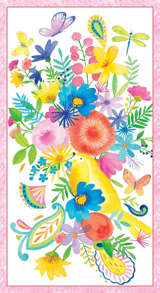 Bloom Bouquet II Panel 24" Multi Color Pop Studio Blank Quilting Cotton Fabric