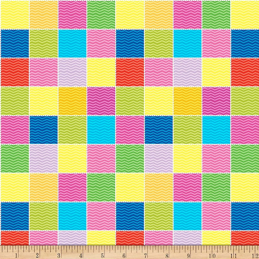 Bloom Bouquet II Zig Zag Squares Blank QuiltingCotton Fabric