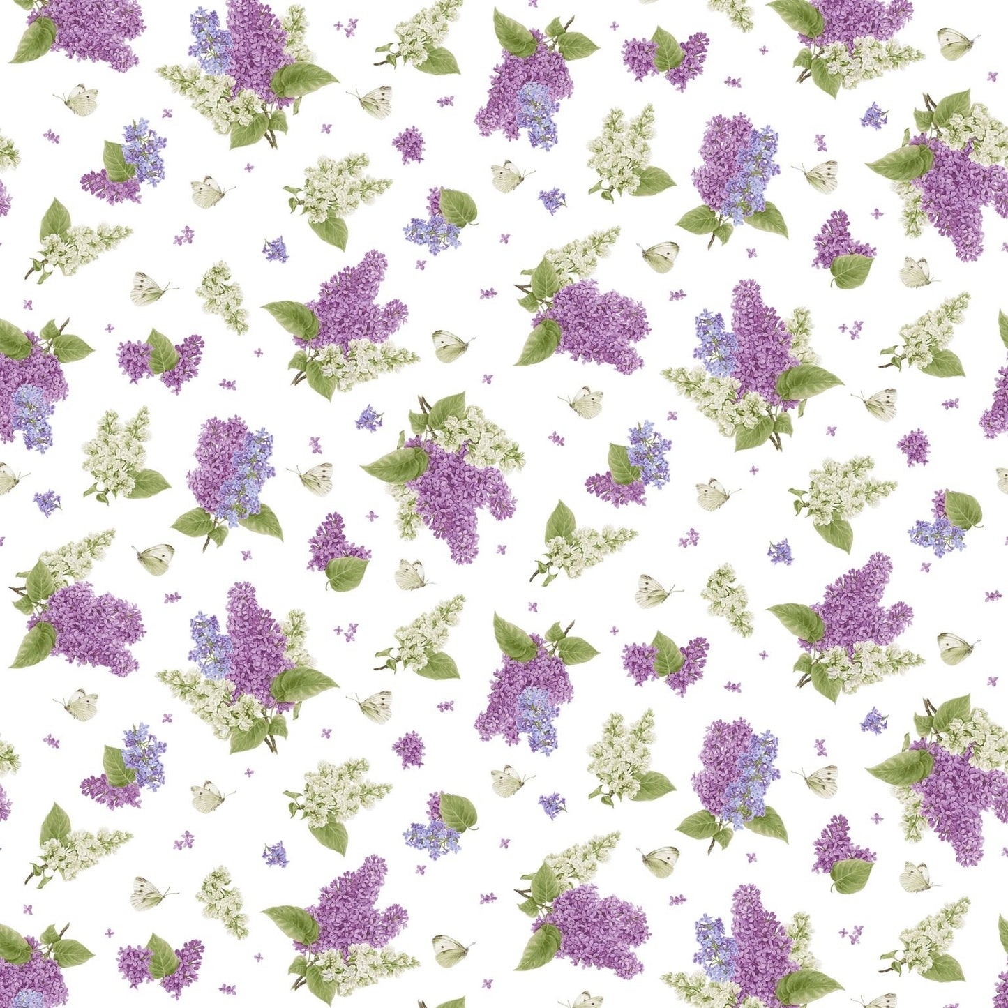 Bloomerang Small Tossed Lilac and Butterflies Multi Jane Shasky Henry Glass Cotton Fabric