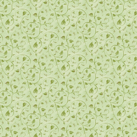 Bloomerang Vines Swirl Allover Green Jane Shasky Henry Glass Cotton Fabric