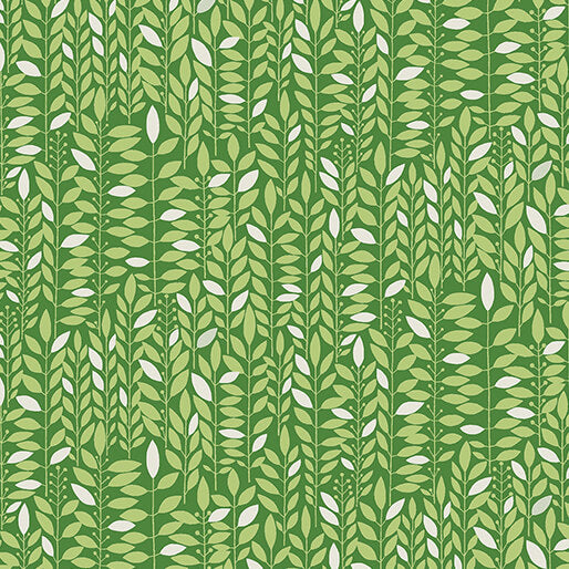 Blooming Color Kali Tonal Leaves Floral Green Wolff Paper Benartex Cotton Fabric