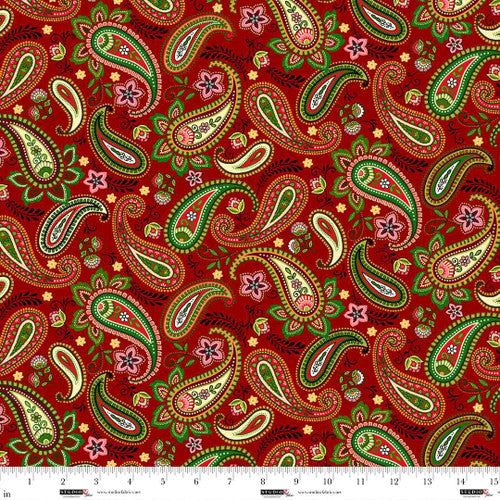 Blooms of the Holiday Paisley Red Multi Art Loft Studio E Cotton Fabric SE-8384-88