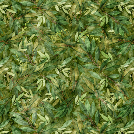 Blossom Leaves and Berries Sage Green Dan Morris Quilting Treasures Cotton Fabric