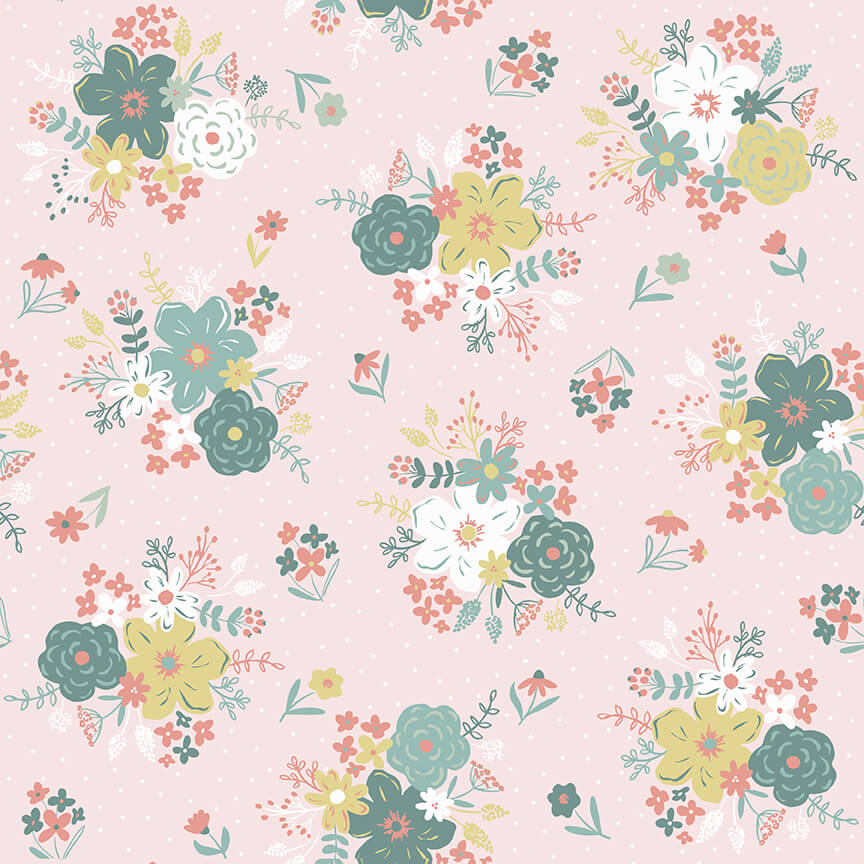 Blossom and Grow Flowers Pink Maureen Fiorellini Studio E Cotton Fabric