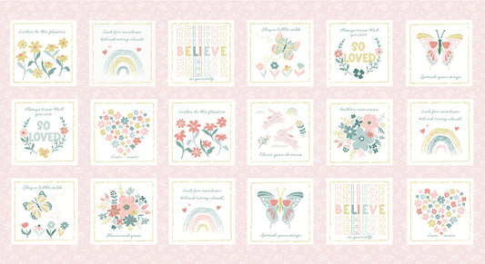 Blossom and Grow Block Panel 24" Maureen Fiorelli Studio ECotton Fabric