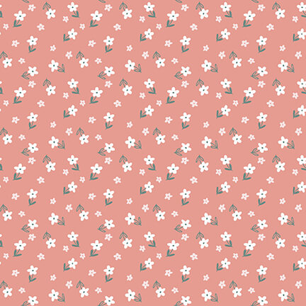 Blossom and Grow Tiny Floral Toss Pink Maureen Fiorellini Studio E Cotton Fabric