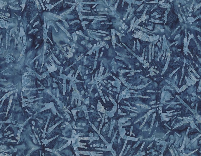 Blue Smoke Batiks Banana Leaf Dark Blue Wilmington Prints Cotton Fabric