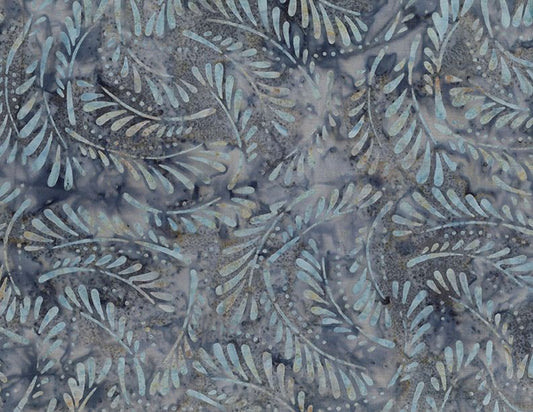 Blue Smoke Batiks Ferns Blue Grainy Wilmington Prints Cotton Fabric