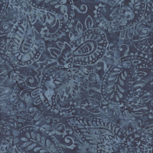 Blue Smoke Batiks Paisley Dark Blue Wilmington Prints Cotton Fabric