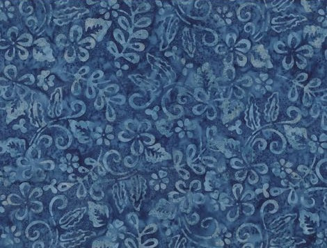 Blue Smoke Batiks Plumeria Denim Blue Wilmington Prints Cotton Fabric