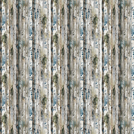 Blue Autumn Rustic Birch Multi Franklin Gregory 3 Wishes Cotton Fabric 3W-24591-MLT