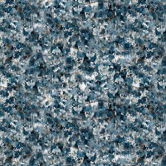 Blue Autumn Twilight Thicket Trees Leaves Blue Franklin Gregory 3 Wishes Cotton Fabric 3W-24590-BLU