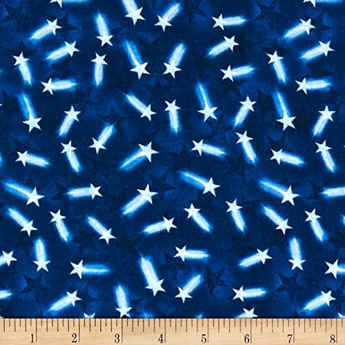 We Stand! Blue Shooting Star United white star blue Santee Foust Textiles Cotton Fabric
