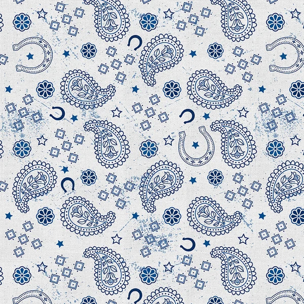 Blue Stampede Indianapolis Bandana Football Grey Blue Paintbrush Studios Cotton Fabric PBS-120-26615