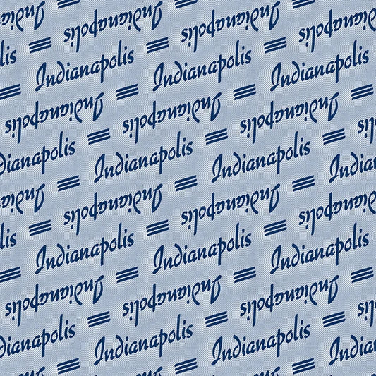 Blue Stampede Indianapolis Text Stripe Football Grey Blue Paintbrush Studios Cotton Fabric PBS-120-26609