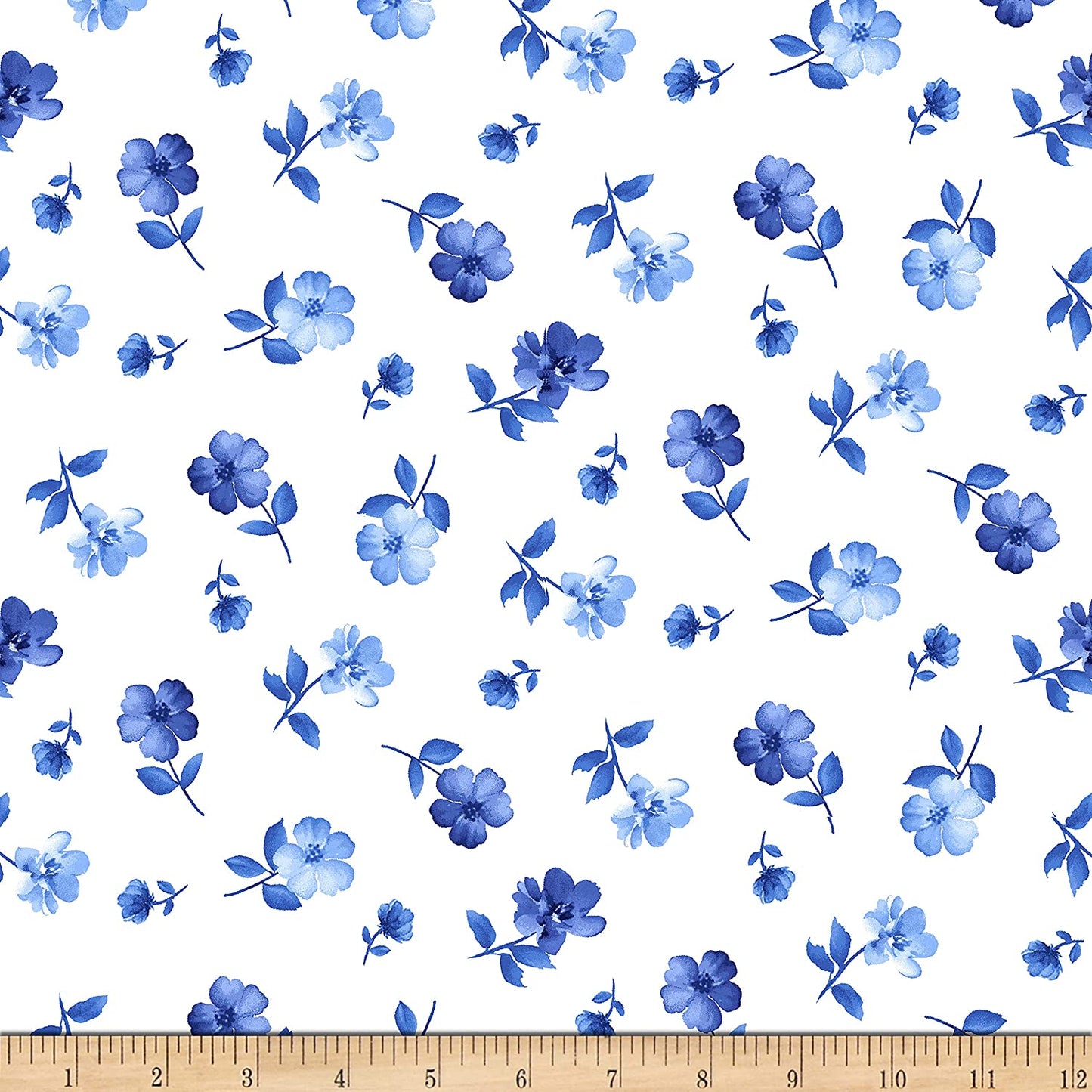 Bluebird Blue Tiny Flowers White Soho Timeless Treasures Cotton Fabric