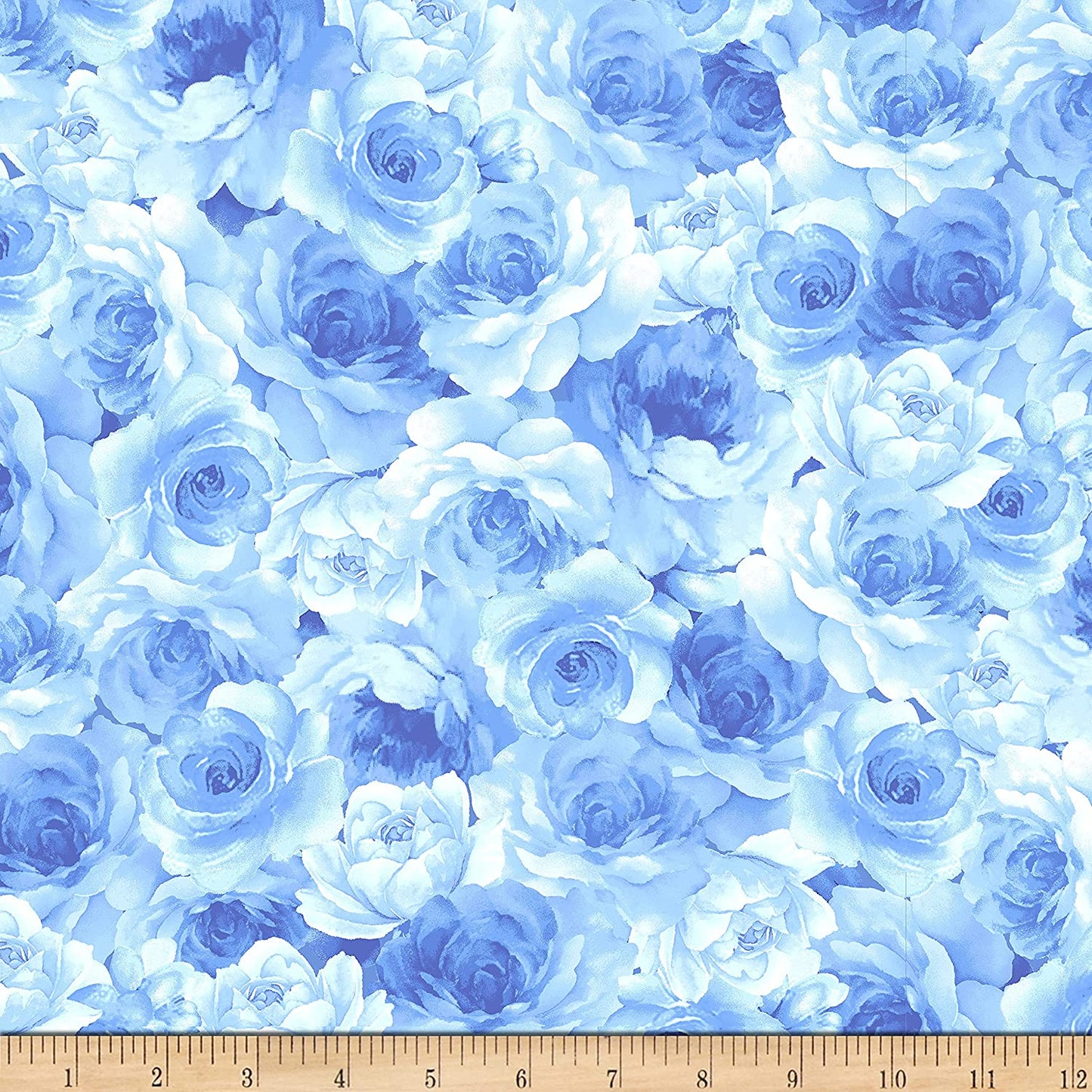 Bluebird Packed Flowers Blue Soho Timeless Treasures Cotton Fabric