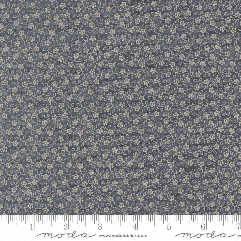 Bluebirds Nest Flowering Vine Small Floral Medium Blue Kansas Troubles Quilters Moda Cotton Fabric MD-9806-34 | US Fabric Shop