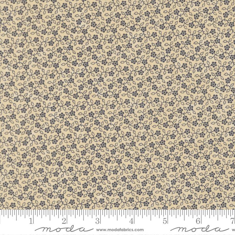 Bluebirds Nest Flowering Vine Small Floral Tan Blue Kansas Troubles Quilters Moda Cotton Fabric MD-9806-21
