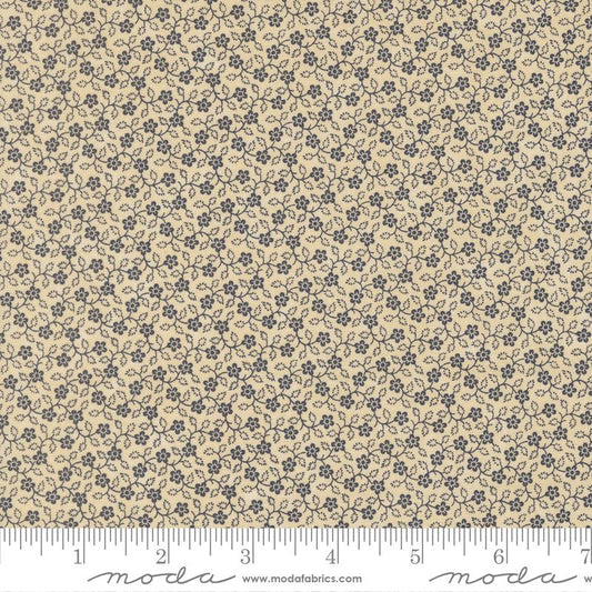Bluebirds Nest Flowering Vine Small Floral Tan Blue Kansas Troubles Quilters Moda Cotton Fabric MD-9806-21