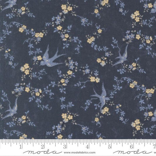 Bluebirds Nest Happy Bluebird Florals Birds Vines Blue Kansas Troubles Quilters Moda Cotton Fabric MD-9800-14