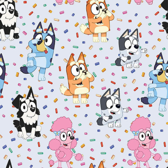 Bluey & Friends Sprinkles of Fun Blue Springs Creative Cotton Fabric SC-80653-A62028