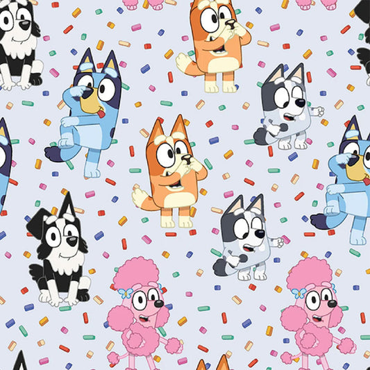 Bluey & Friends Sprinkles of Fun Blue Springs Creative Cotton Fabric SC-80653-A62028