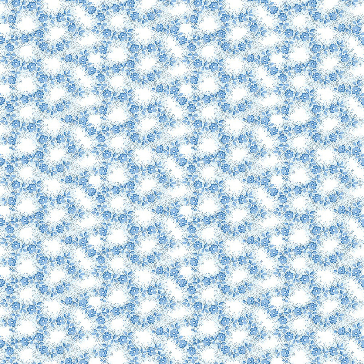 Blusette Petite Floral Light Blue Jan Shore Benartex Cotton Fabric