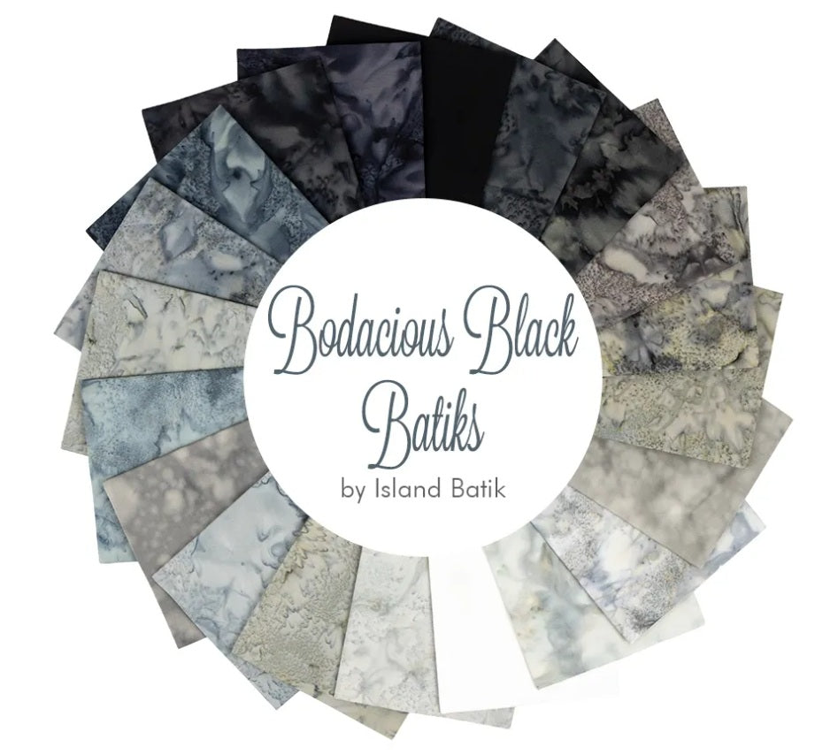 Bodacious Black Fat Quarter Bundle 18"x21" 20pcs Island Batik Cotton Fabric IB-FQ-ISBBAS-BOB