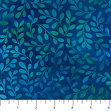 Boho Blooms Leaf Blender Navy Blue Deborah Edwards Northcott Cotton Fabric