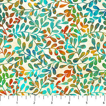 Boho Blooms Leaves Cream Multi Deborah Edwards Northcott Cotton Fabric