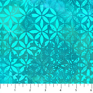 Boho Blooms Petal Grid Turquoise Deborah Edwards Northcott Cotton Fabric