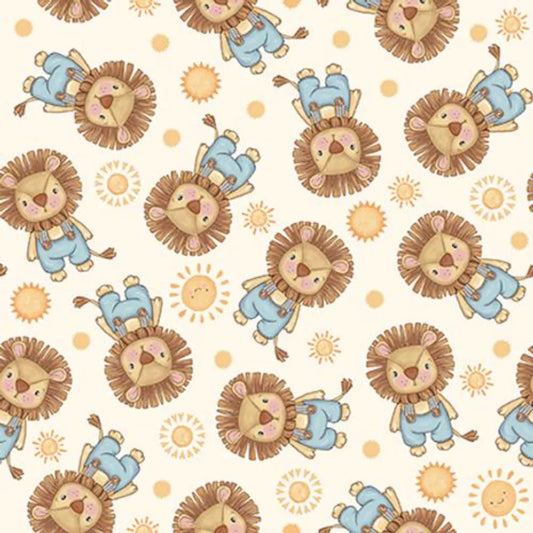 Boho Buddies Lions Yellow Sharon Kuplack Henry Glass Cotton Fabric HG-1713-44