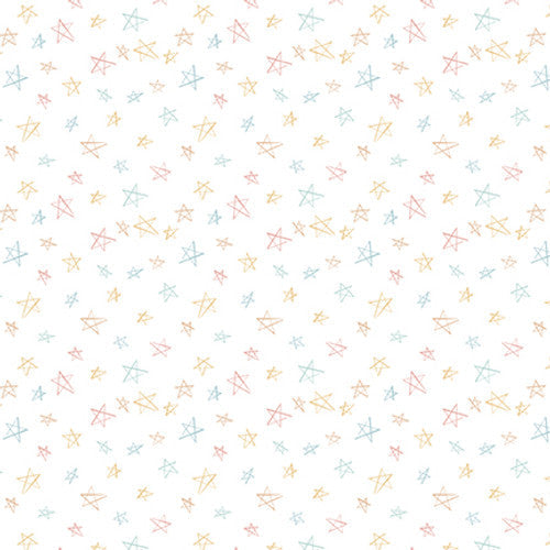 Boho Buddies Star White Sharon Kuplack Henry Glass Cotton Fabric HG-1715-01