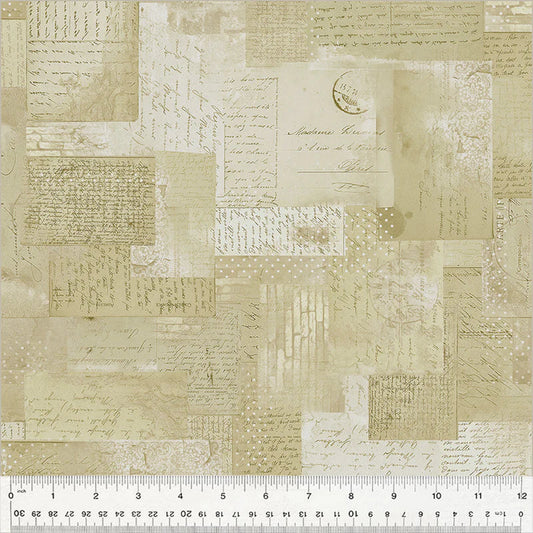 Boho Chick Ephemera Antique White Whistler Studios Windham Cotton Fabric WF-54564-10
