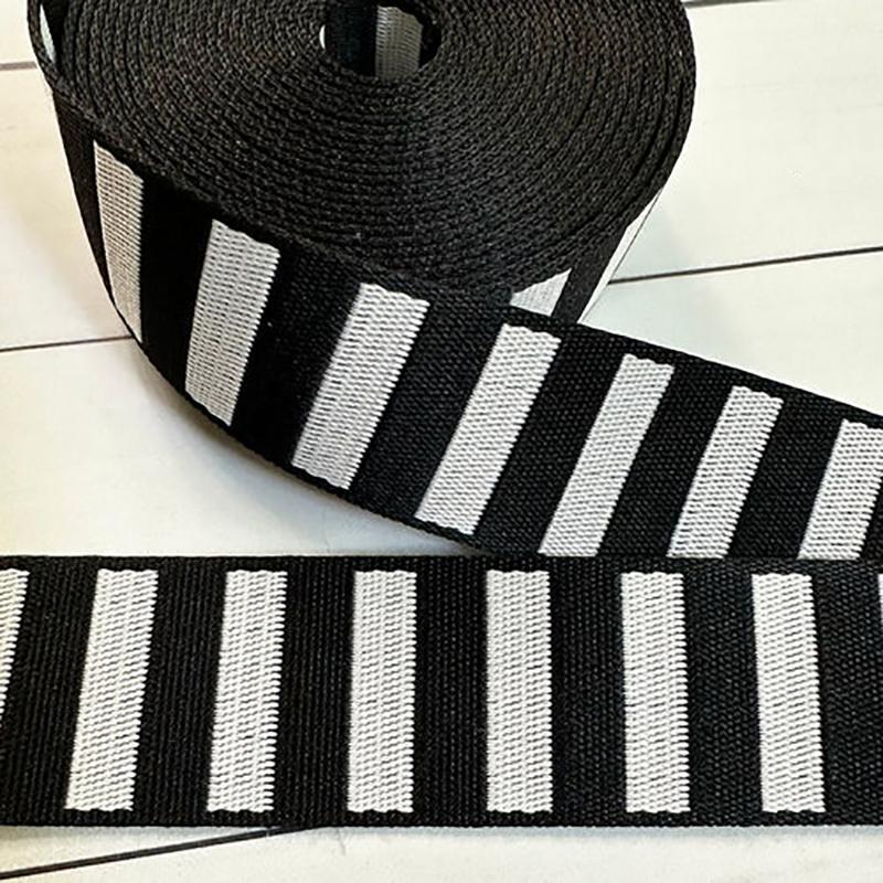 Bold Stripe Web 1.5" Black White (Sold per Yard) Stitch Supply Polyester