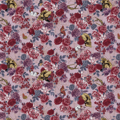 Bones Large Floral and Bones Dusty Rose Melissa Wang Studio E Cotton Fabric