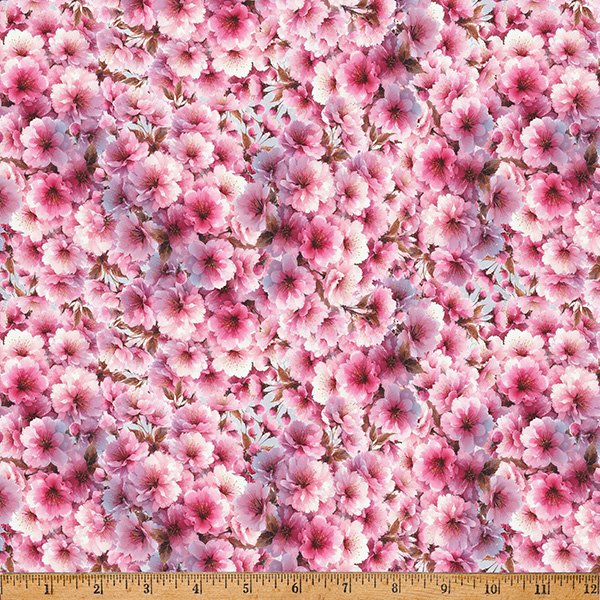 Bonjour Belle Packed Flowers Pink Hoffman Fabrics Cotton Fabric HF-X5725-12