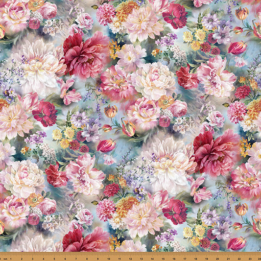 Bonjour Belle Flowers Spring Hoffman Fabrics Cotton Fabric HF-X5724-145