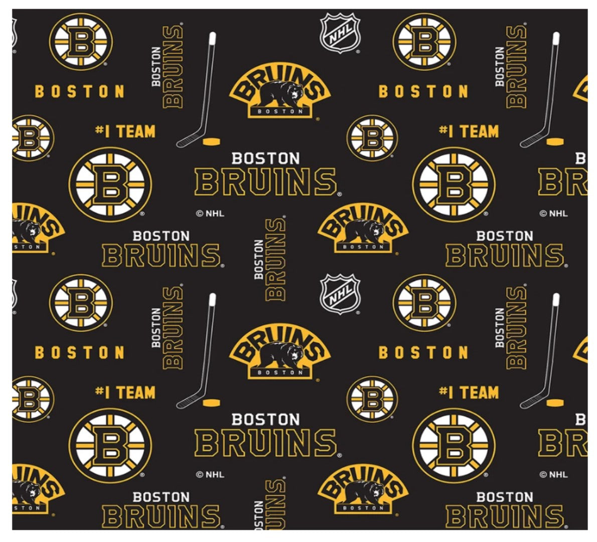 Boston Bruins NHL Hockey Allover Design Cotton Fabric