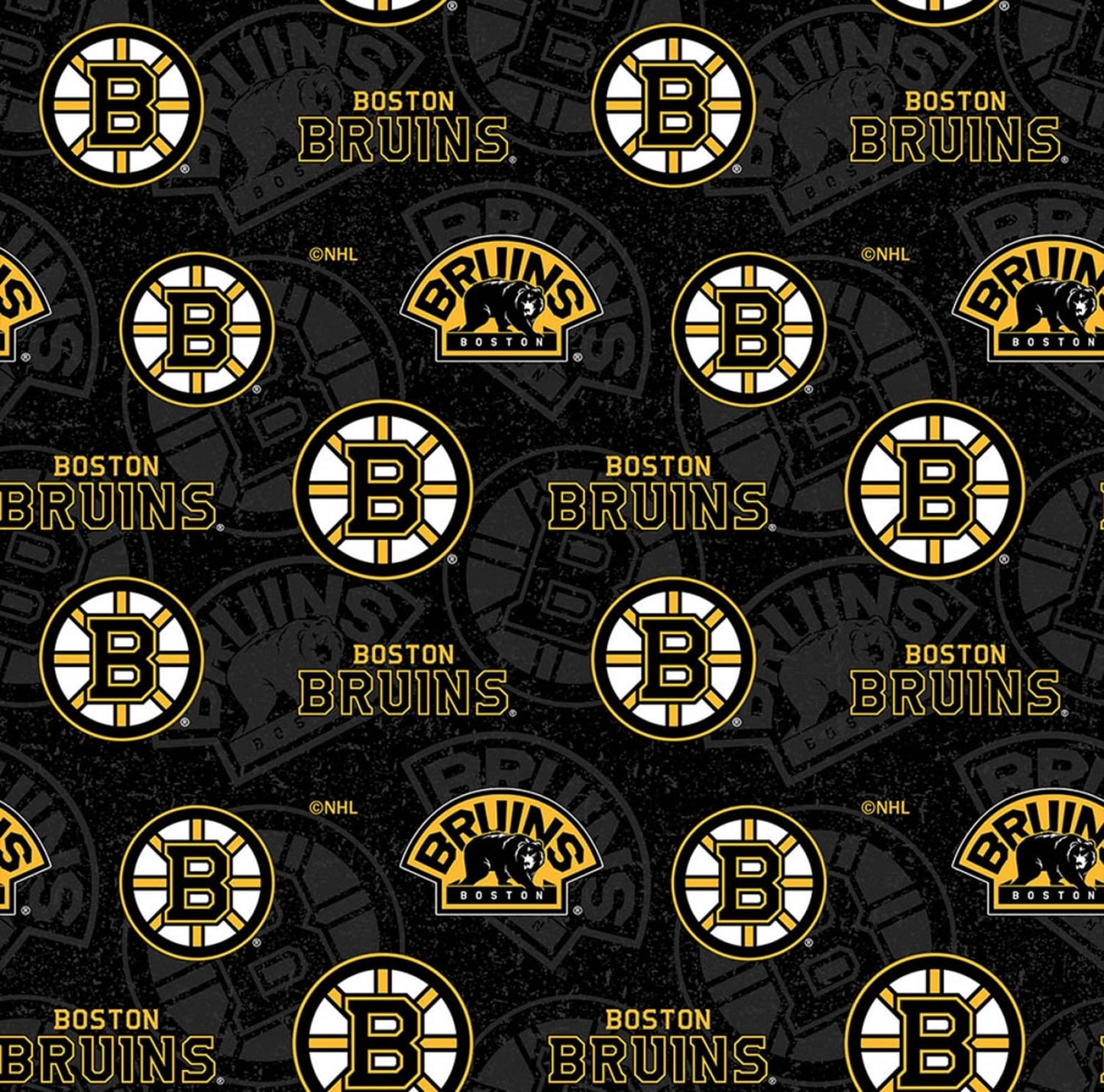 Boston Bruins NHL Hockey Tone on Tone Design Cotton Fabric