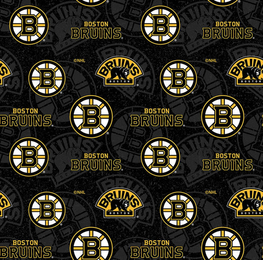 Boston Bruins NHL Hockey Tone on Tone Design Cotton Fabric