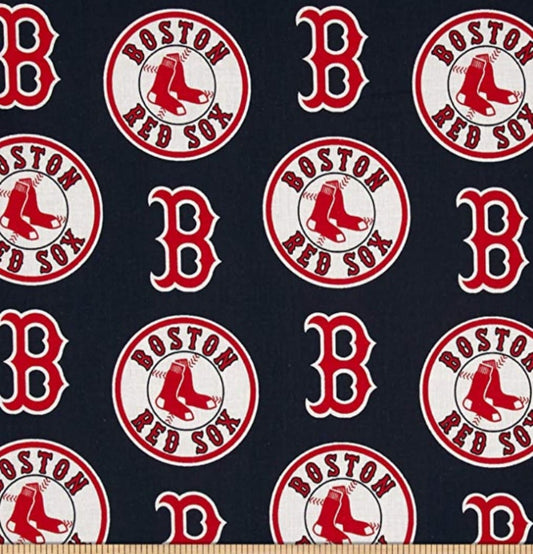 Boston Red Fabric Traditions Sox MLB Baseball Logo in Blue Fabric Traditions Cotton Fabric