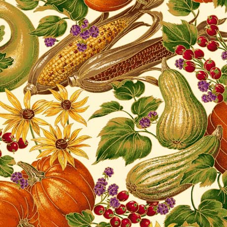 Botanical Harvest Packed Harvest Cream Quilting Treasures Cotton Fabric