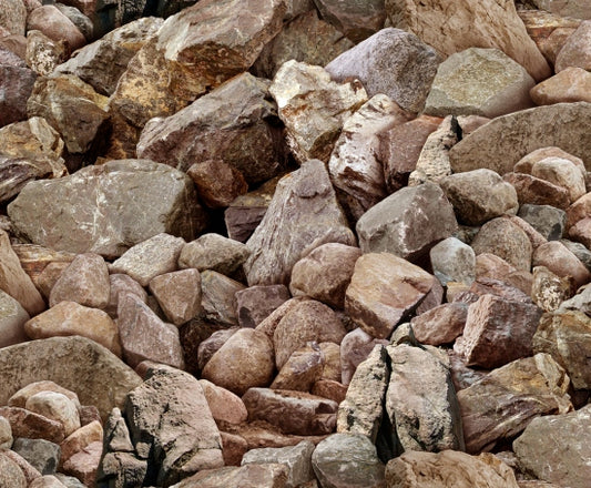 Boulders Rocks Brown Landscape Medley Elizabeth's Studio Cotton Fabric