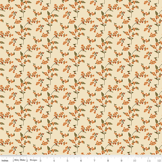 Bountiful Bittersweet Floral Ivory Sandy Gervais Riley Blake Designs Cotton Fabric RB-C17865-IVORY