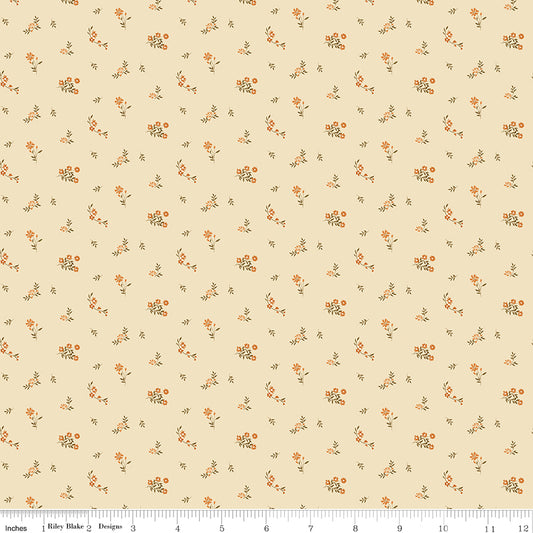 Bountiful Flower Toss Ivory Sandy Gervais Riley Blake Designs Cotton Quilting Fabric RB-C17866-IVORY